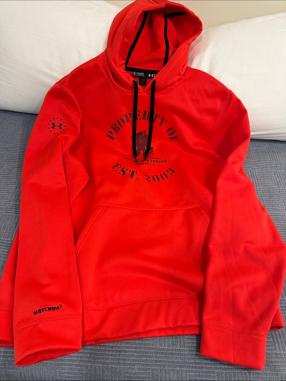 Under Armour Wounded Warrior Project Red Hooded Pullover with Black Graphics